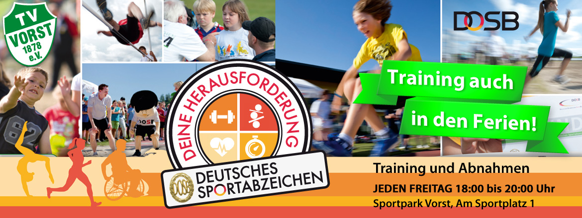 Training Deutsches Sportabzeichen TV Vorst auch in den Ferien Training Deutsches Sportabzeichen TV Vorst auch in den Ferien