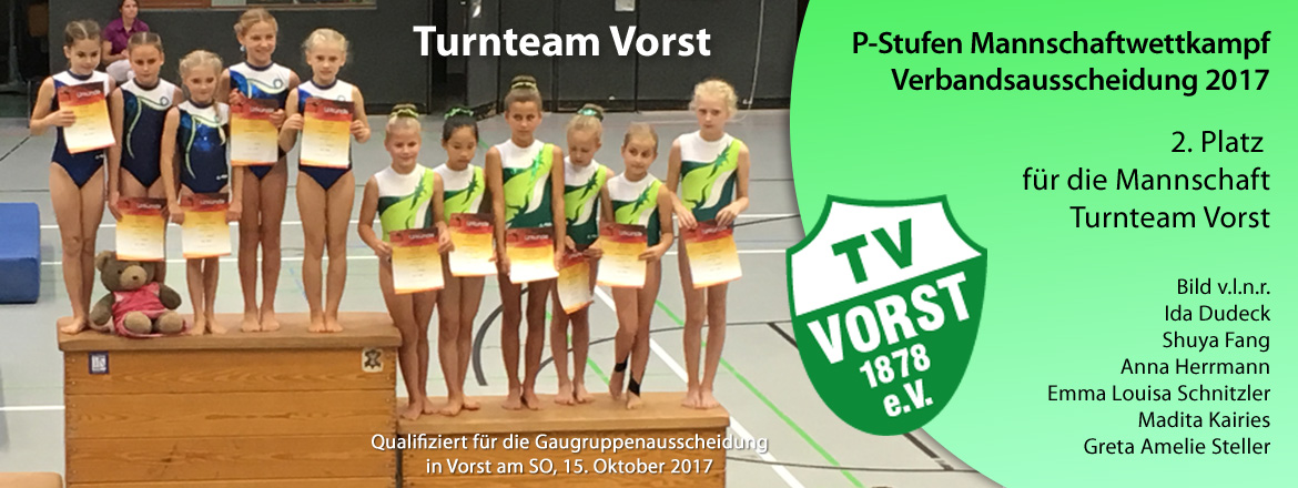 Turnteam Vorst P-Mannschaft Gau Verband 2017 2. Platz