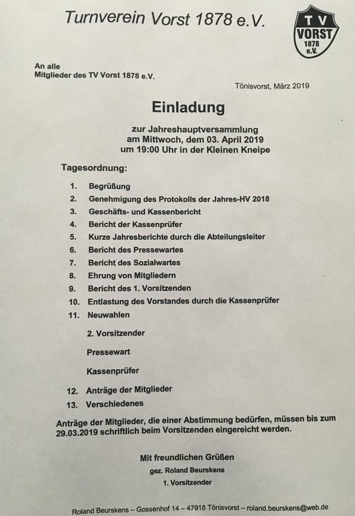 Einladung JHV TVV 2019