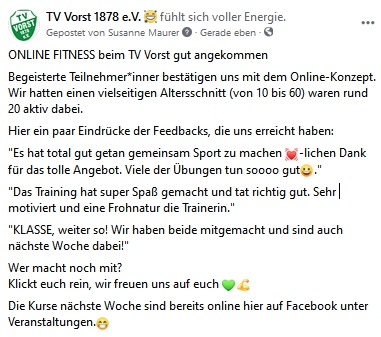 Feedback Online-Fitness mit Julia Gericke-Steeg
