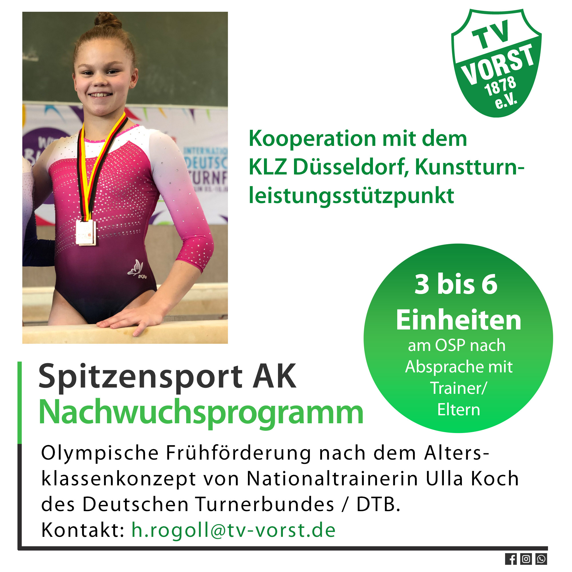 Kunstturnen AK Programm Spitzensport Turnen in Vorst, Maya Reichwald