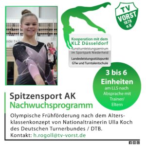 TV Vorst TurnTeamVorst Maya Reichwald, Spitzensport, Kunsturnen, AK Programm