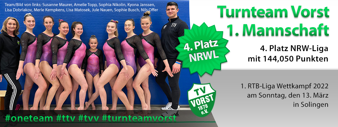 TurnTeam Vorst 1. Mannschaft NRW-Liga 2022